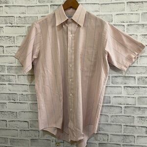 Men’s Arrow Dover light pink short sleeve button down collar shirt 16